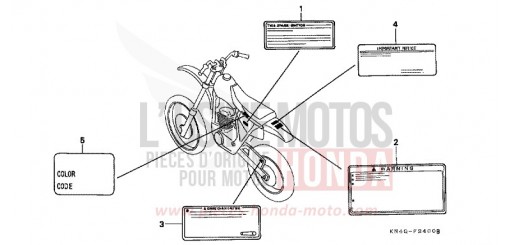 ETIQUETTE DE PRECAUTIONS XR100RX de 1999
